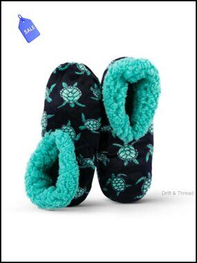 Fuzzy Fleece Slipper Socks for Women Turtle Animal Print Comfy Indoor
